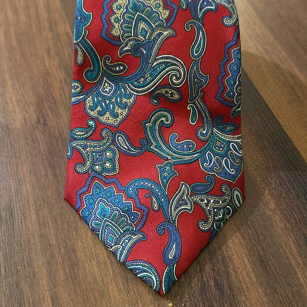 NWT Vintage Sheaf & Caber 100% Paisley Red Blue Teal Neck Tie, Original Sears